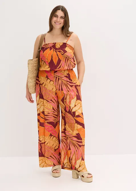 Mönstrad jumpsuit av viskos med mjukt fall, bonprix