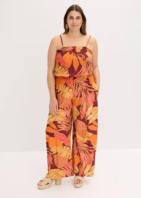 Mönstrad jumpsuit av viskos med mjukt fall, bonprix
