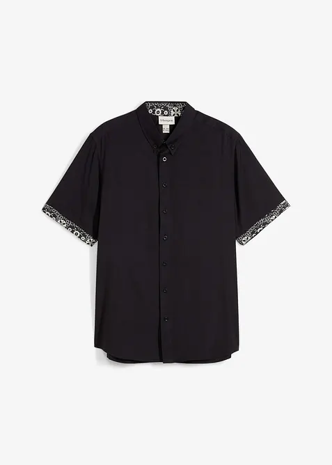 Kortärmad viskosskjorta med smal passform, bonprix