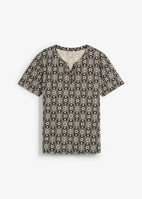 T-shirt med kort knappsl&aring;, av ren bomull, bonprix