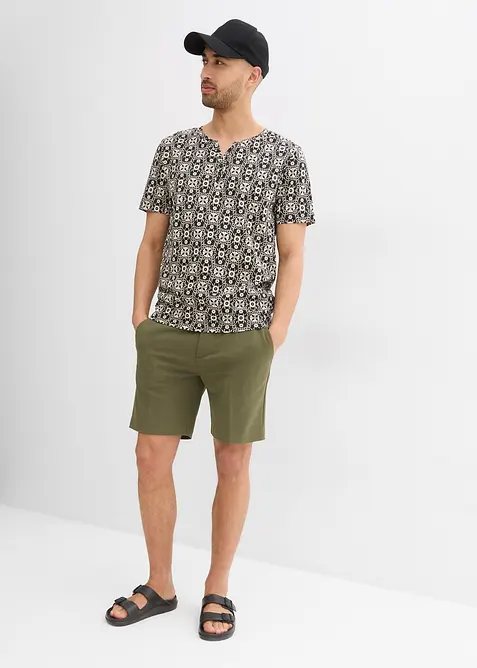 T-shirt med kort knappsl&aring;, av ren bomull, bonprix