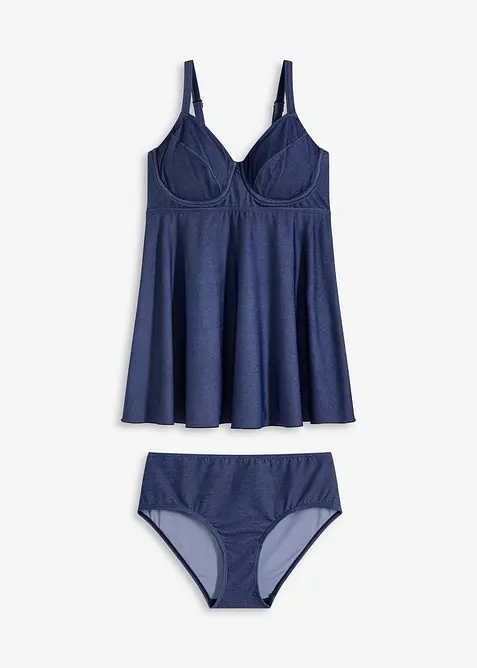 Lång tankini (2 delar) med jeanslook, bonprix