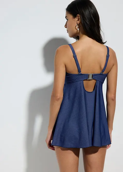 Lång tankini (2 delar) med jeanslook, bonprix