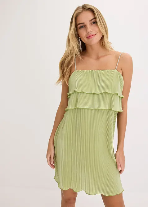 Jerseyklänning med plissering, bonprix