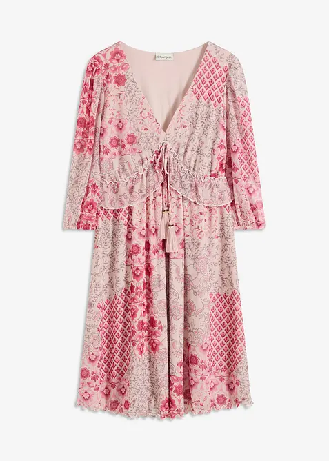 Tunikaklänning av mönstrad mesh, bonprix