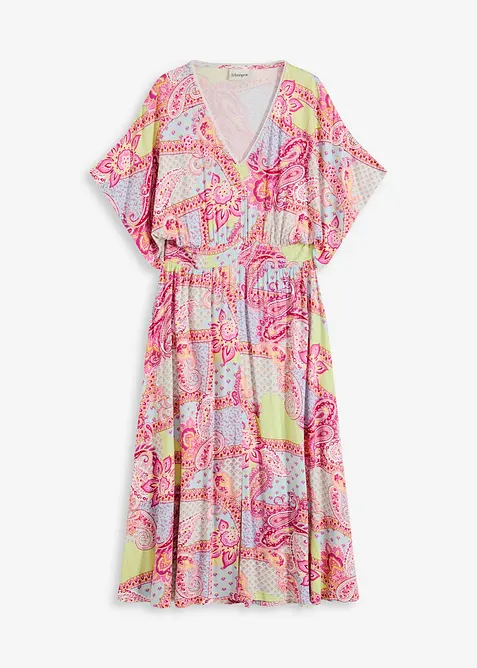 Jerseyklänning av mjuk viskosmix med spets, bonprix