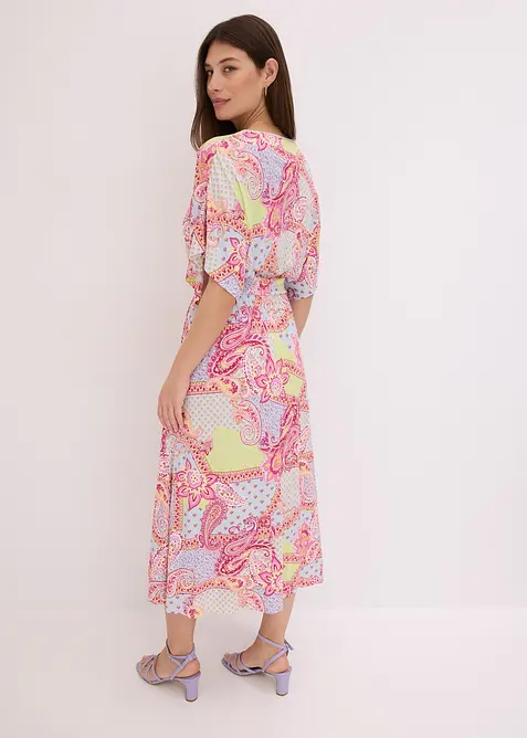 Jerseyklänning av mjuk viskosmix med spets, bonprix