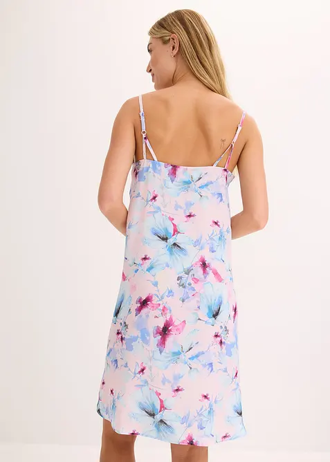 Långt nattlinne i glansig satin, bonprix