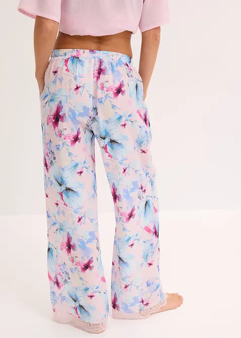 Lång pyjamasbyxa av glansig viskos, bonprix