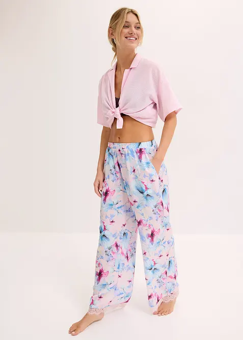 Lång pyjamasbyxa av glansig viskos, bonprix