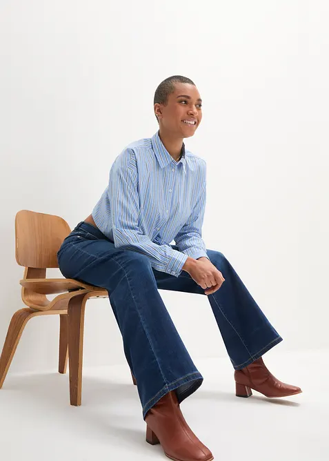 Wide Leg Jeans Mid Waist, med bekväm midja, bonprix