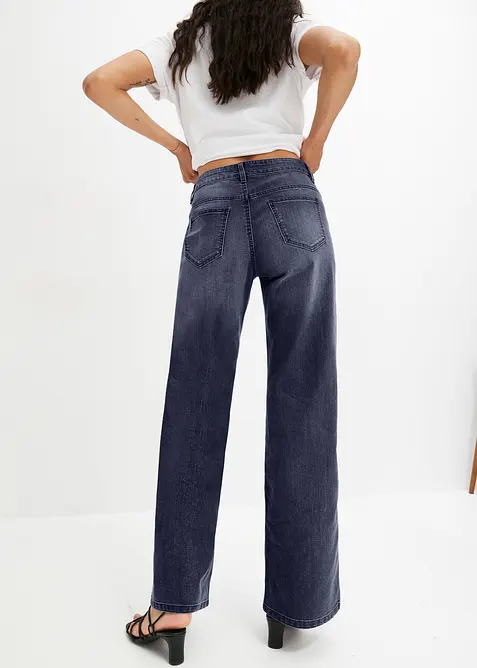 Wide Leg Jeans, Mid Waist, Stretch, bonprix