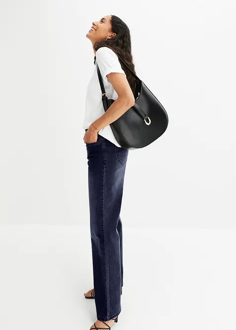 Wide Leg Jeans, Mid Waist, Stretch, bonprix