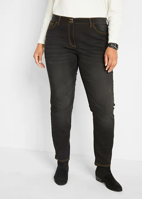 Fodrade jeans, Mid Waist, res&aring;rlinning Straight, bonprix