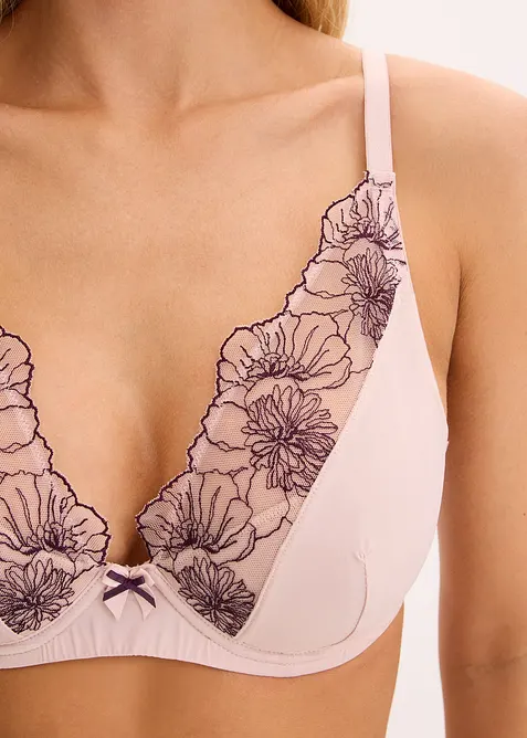BH med formpressade kupor och diskret broderi, bonprix