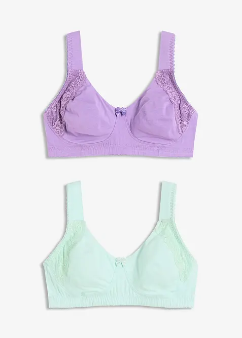 T-shirtbehå utan bygel med bomull (2-pack), bonprix