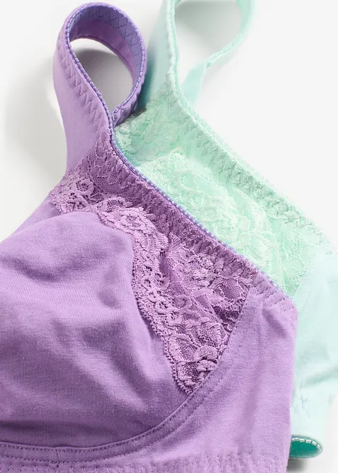 T-shirtbehå utan bygel med bomull (2-pack), bonprix