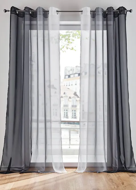 Gardin med färgskiftning i återvunnen polyester (2-pack), bonprix