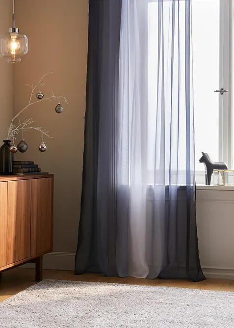 Gardin med färgskiftning i återvunnen polyester (2-pack), bonprix