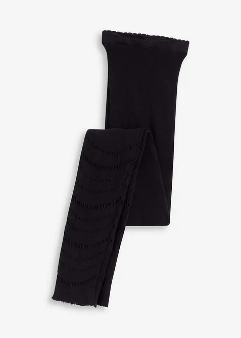 Leggings med behaglig midja och hålbroderi, 80 DEN, bonprix