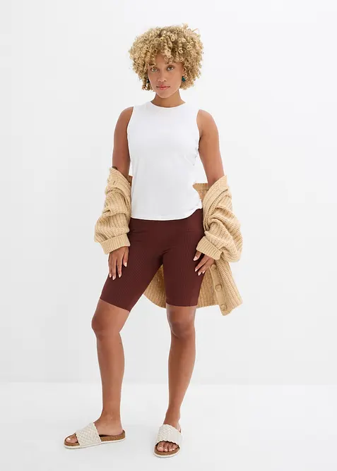 Bekväm cykelbyxa i ribbstickad jersey, bonprix