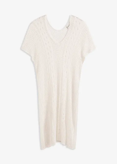 Strandklänning av mjuk viskos i virkad stil, bonprix