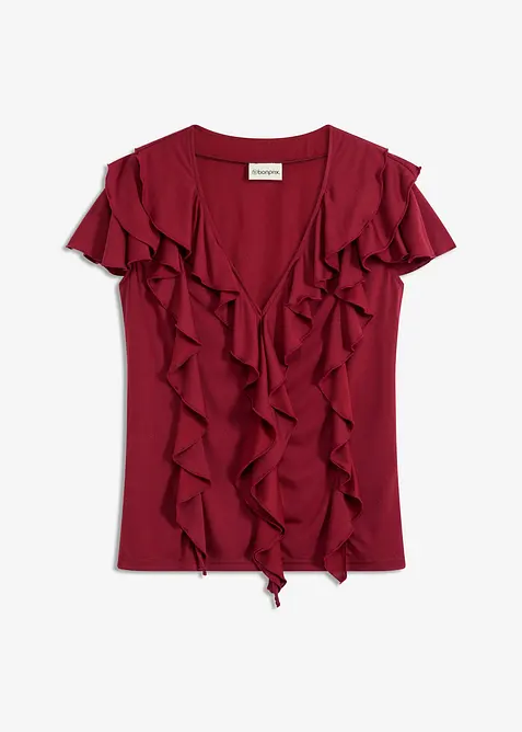 Topp med volanger i mjuk modalmix, bonprix