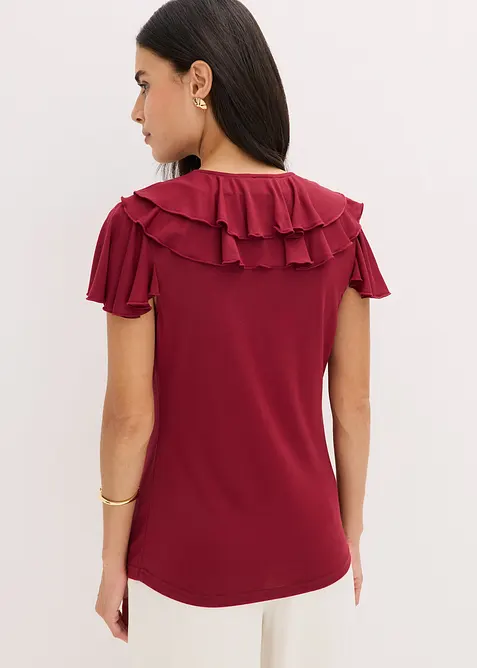 Topp med volanger i mjuk modalmix, bonprix