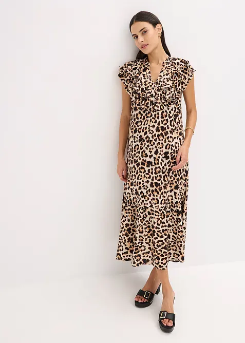 Mellanl&aring;ng volangkl&auml;nning i kr&auml;pp med struktur, bonprix