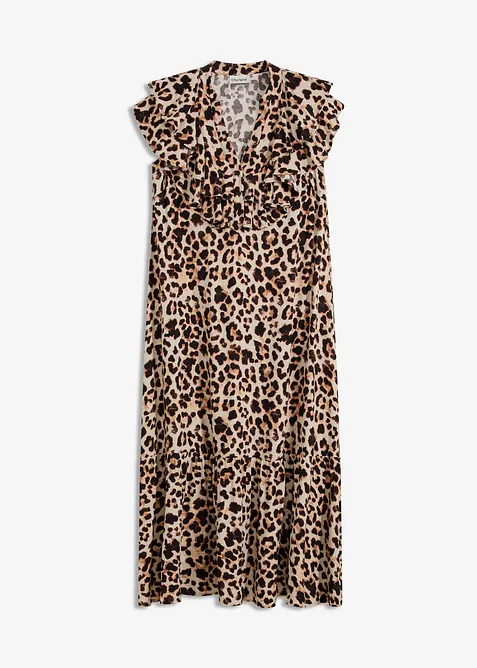 Mellanl&aring;ng volangkl&auml;nning i kr&auml;pp med struktur, bonprix