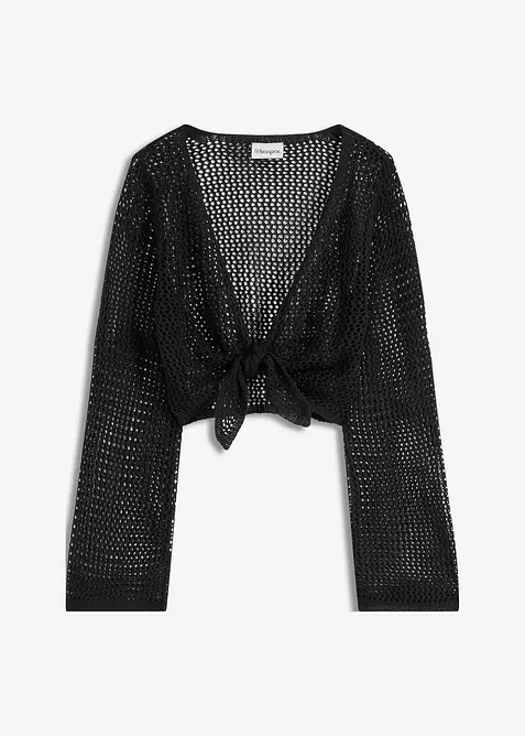 Kort strandcardigan med virkad look, bonprix