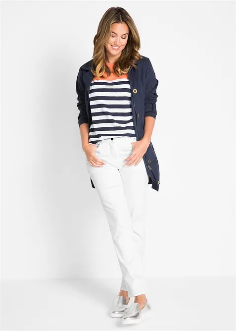 Stretchbyxa med raka ben Mid Waist, bonprix