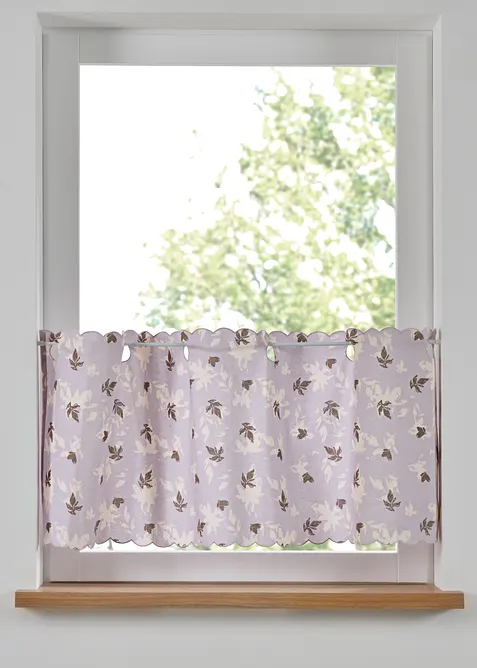 Cafégardin av ekologisk bomull med blommönster, bonprix