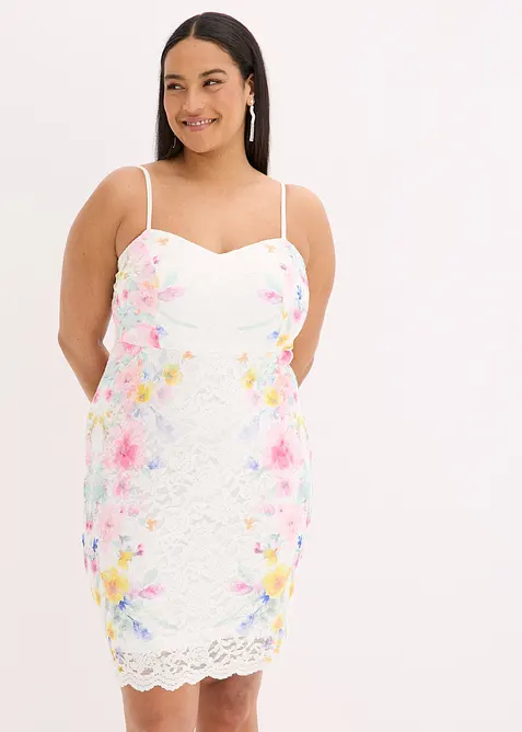 Spetsklänning med smala axelband, bonprix