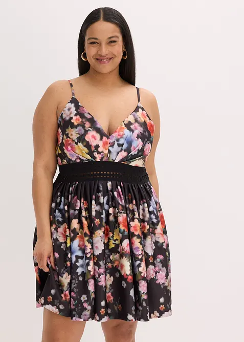 Miniklänning med virkad infällning, bonprix