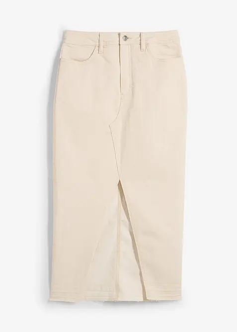 Jeanskjol med slits, bonprix