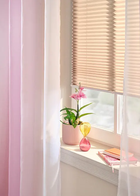 Gardin med f&auml;rgskiftning i &aring;tervunnen polyester (2-pack), bonprix