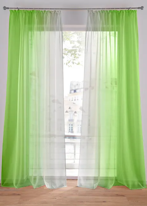 Gardin av l&auml;tt voile, &auml;ven extral&aring;ng (2-pack), bonprix