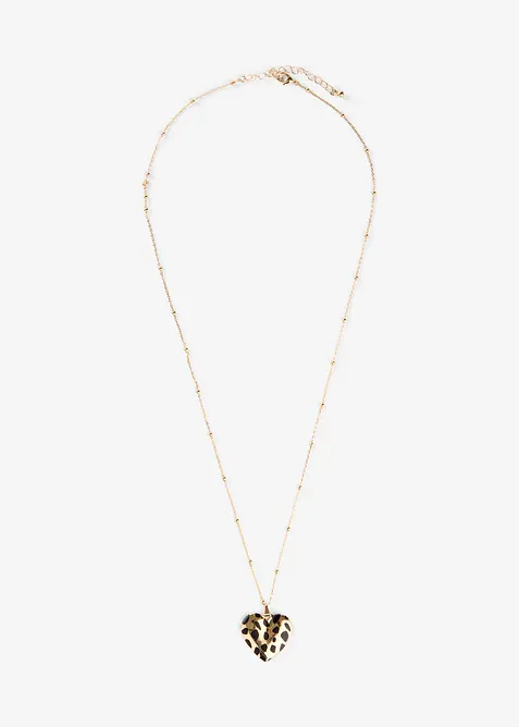 Halsband med hj&auml;rtformat h&auml;nge med leopardm&ouml;nster, bonprix