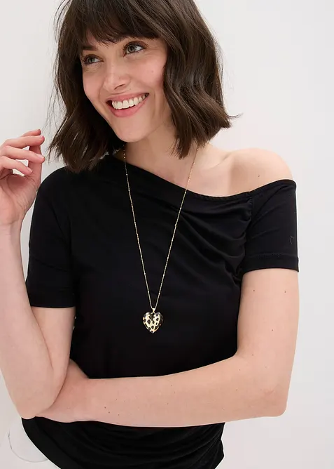 Halsband med hj&auml;rtformat h&auml;nge med leopardm&ouml;nster, bonprix