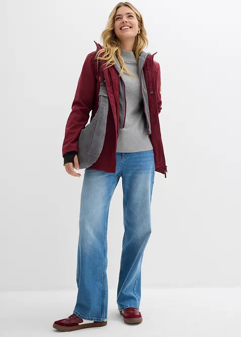 Lång vattenavvisande softshelljacka med 2-i-1-look, bonprix