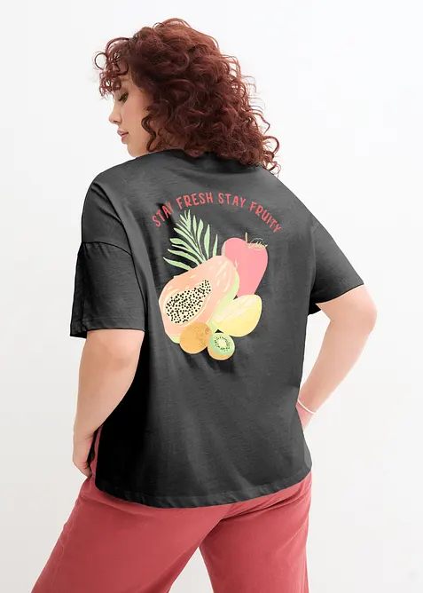 Oversizetopp med tryck på ryggen, bonprix