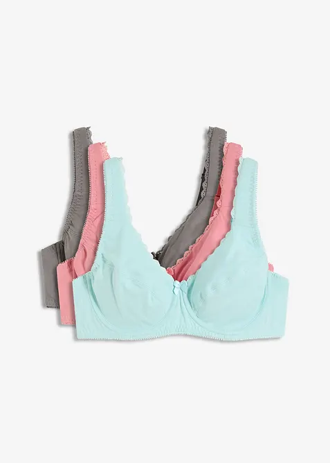 BH med bygel i ekologisk bomull (3-pack), bonprix