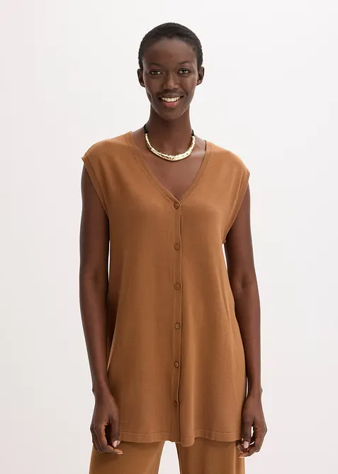 Finstickad väst i lång modell, bonprix