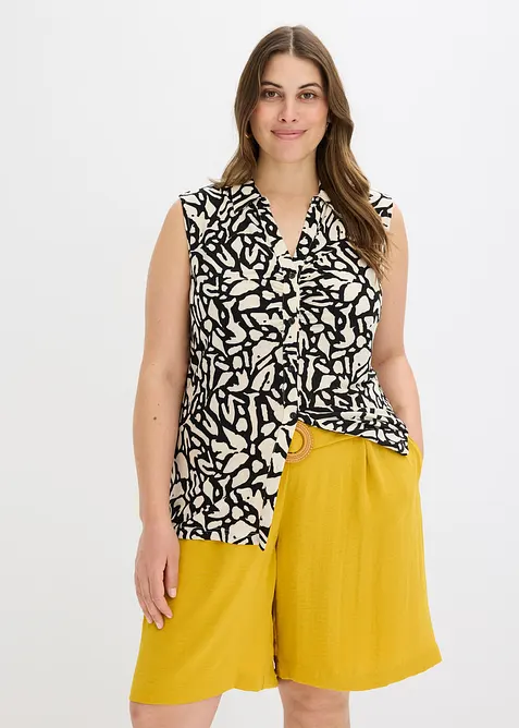 Pikétröja i ärmlös modell med rynkning, bonprix