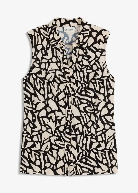 Pikétröja i ärmlös modell med rynkning, bonprix