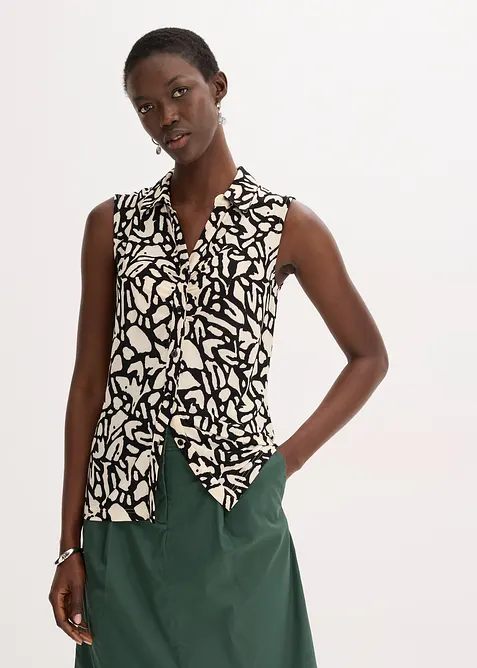 Pikétröja i ärmlös modell med rynkning, bonprix