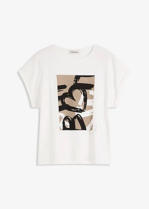 Topp med viskos och glitterstenar, bonprix