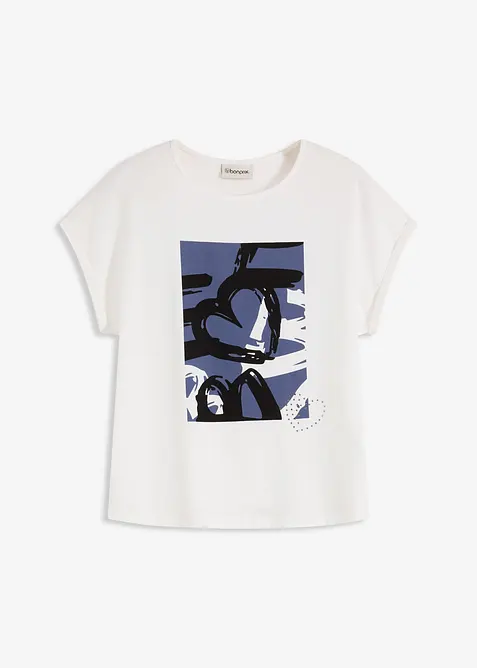 Topp med viskos och glitterstenar, bonprix