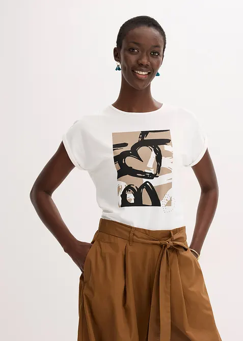 Topp med viskos och glitterstenar, bonprix